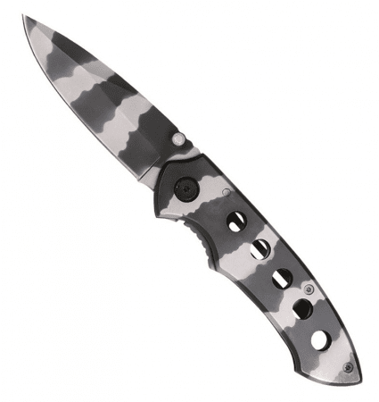Miltec Camo One-Hand Knife w. Clip