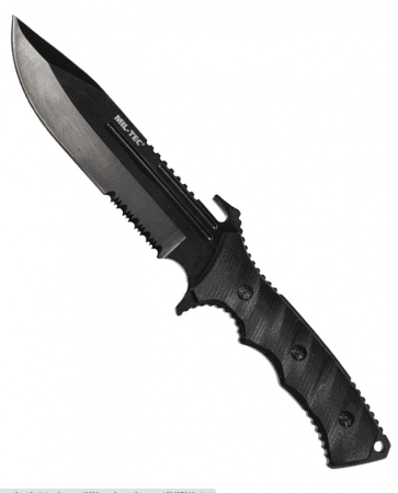 Miltec Black G10 Combat Knife With Nylon Sheath