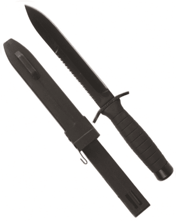 Miltec Black Combat Knife With Saw And Scabbard