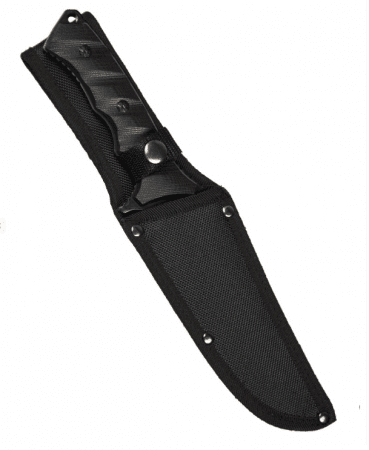 Miltec Black G10 Combat Knife With Nylon Sheath