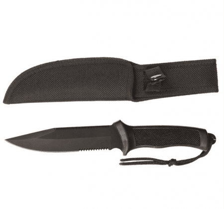 Miltec Black Combat Knife With Rubber Handle