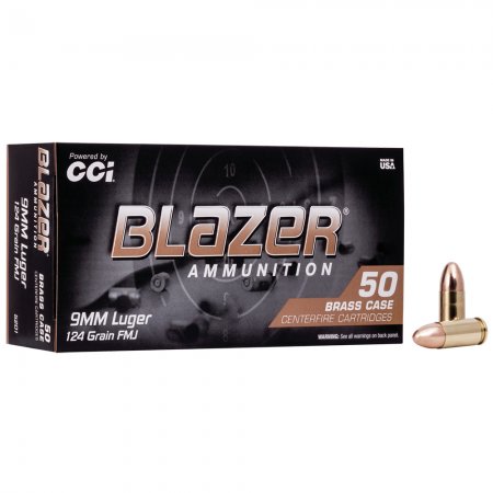 CCI Blazer Brass Ammo 9mm Luger FMJ 124gr 1000-pack